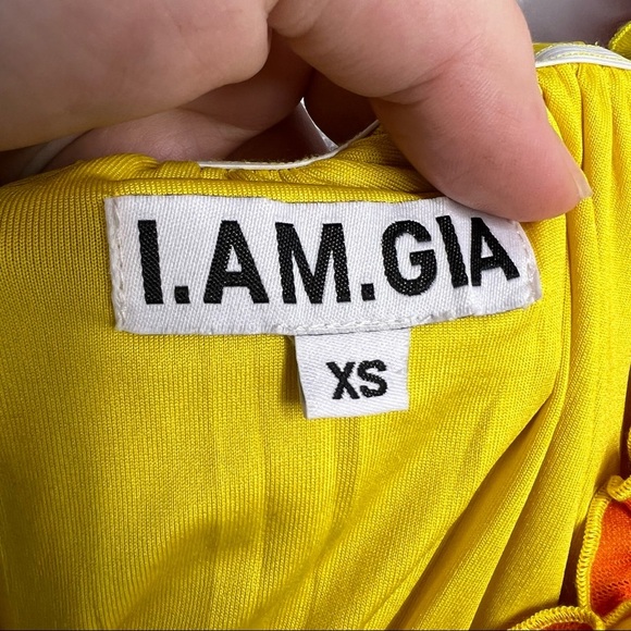 I.AM.GIA Orange and Yellow Tie Dye Hali Tie Front Top - Picture 5 of 6
